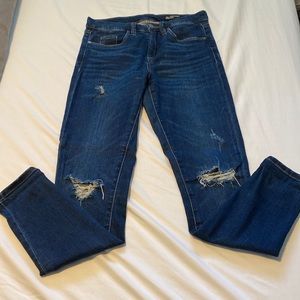 BLANKNYC Distressed Mid Rise Skinny Jeans